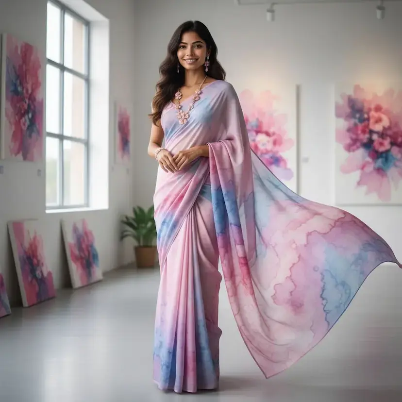 Watercolor Dreams saree generated by AI